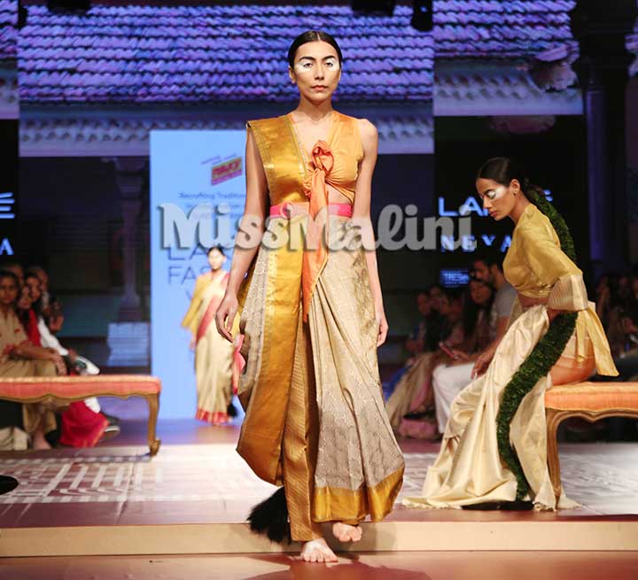 RMKV SILKS PRESENTS EVOLUTION OF KANJEEVARAM IN COLLABORATION WITH SUNITA SHANKER at Lakme Fashion Week Winter/Festive 2018 | Source: Yogen Shah
