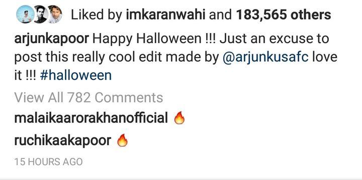 Malaika Arora's comment (Source: Instagram @arjunkapoor)