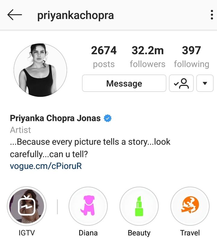 Priyanka Chopra's Instagram Profile