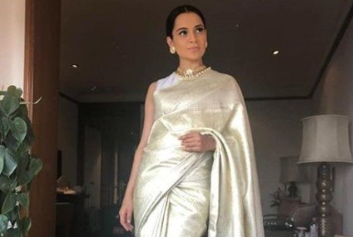 Kangana Ranaut Looks Angelic In A Pristine Silk Saree