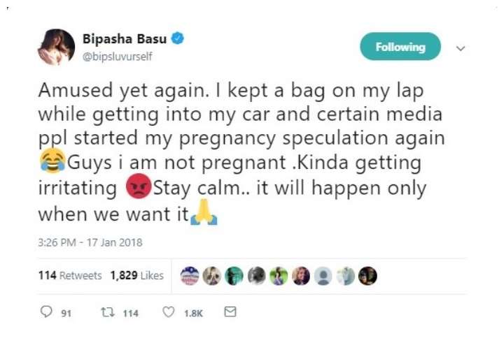 Bipasha Basu's tweet