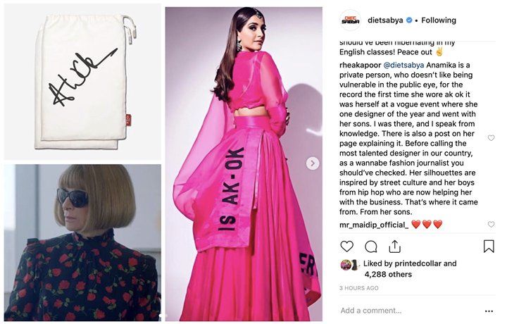 Anna Wintour, Sonam Kapoor (Source: Instagram | @dietsabya)