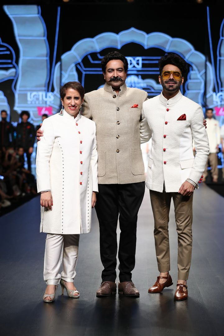 Guneet Monga and Aparshakti Khurana with Rohit Kamra At Lotus Makeup India Fashion Week AW'19