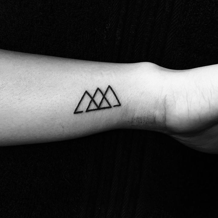 Small Tattoo of Triangles representing Past Present Future and Body Mind  Spirit  Triangle tattoo Triangle tattoo meaning Tattoos