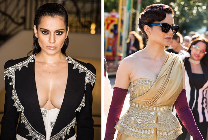 Kangana Ranaut First Rocks A Kanjeevaram Saree & Then Switches To A Stellar Pantsuit At Cannes