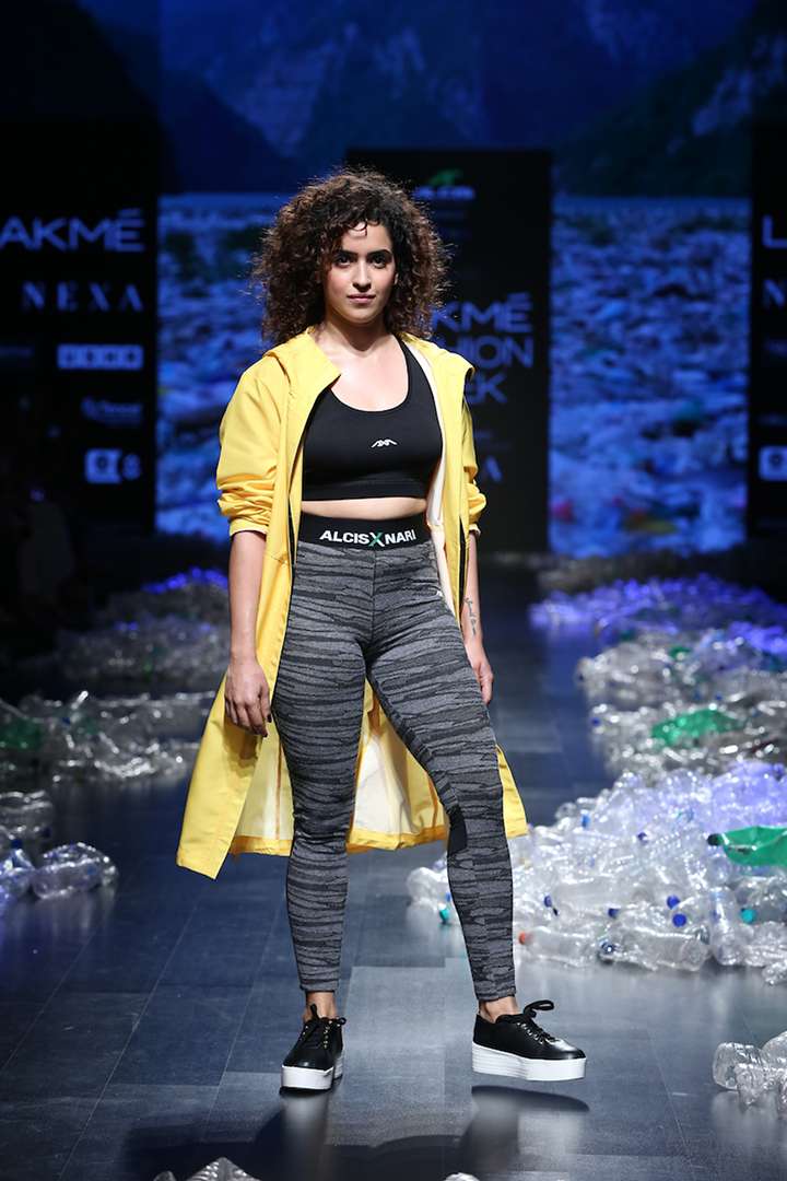 Showstopper Sanya Malhotra walking for Alcis X Nari powered by RElan™ at Lakme Fashion Week SR 2019