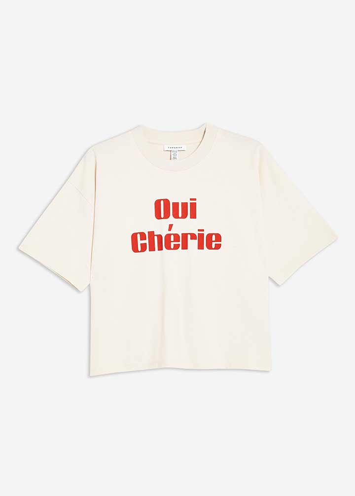 Topshop PETITE ‘Oui-Cherie’ Slogan T-Shirt (Source: Topshop.com)