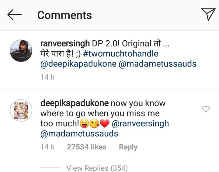 Deepika Padukone's comment (Source: Instagram | @ranveersingh)