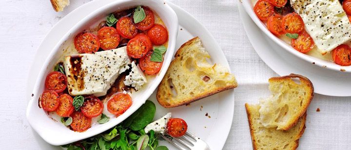 Baked Feta, Tomatoes and Bread