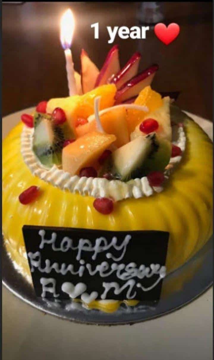 Milind Soman and Ankita Konwar's anniversary cake