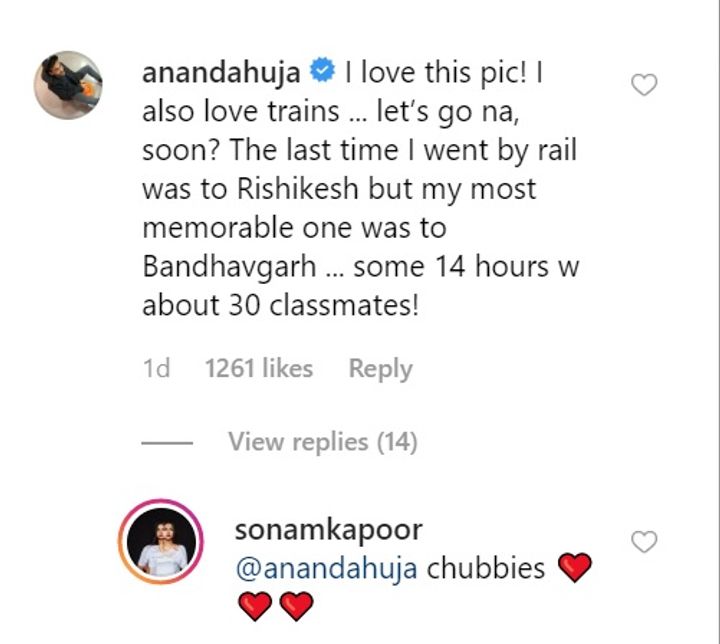 Anand Ahuja's comment on Sonam Kapoor's post (Source: Instagram | @sonamkapoor)