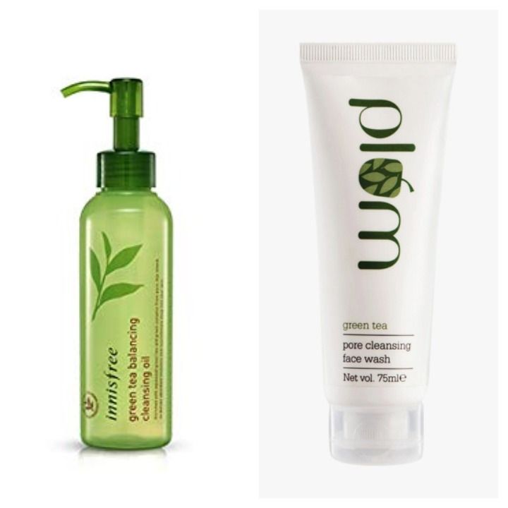 Innisfree green tea balancing and cleansing oil and Plum pore cleansing face wash (Source: www.nykaa.com | www.plumgoodnes.com)