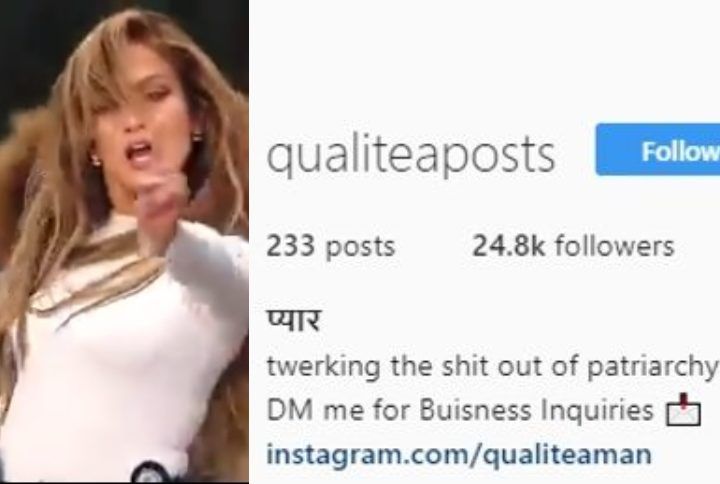 Jennifer Lopez Jennifer Lopez in a still from her music video Ain't Your Mama and Qualitea Posts's bio (Source: Instagram | @qualiteaposts)