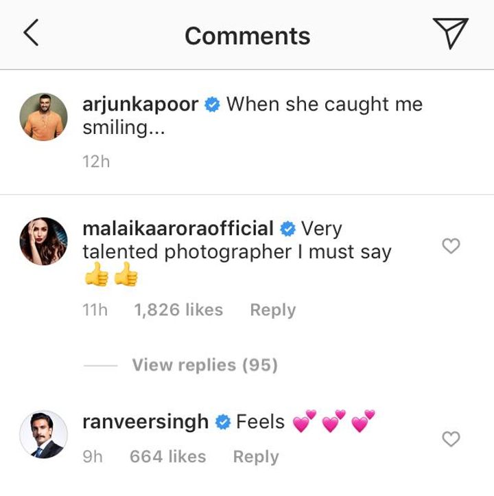 Malaika Arora's comment on Arjun Kapoor's post