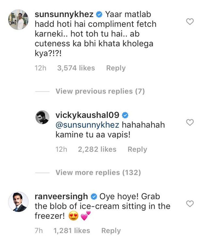 Ranveer Singh and Sunny Kaushal's comments on Vicky Kaushal's post