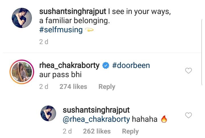 Rhea Chakraborty's comment (Source: Instagram | @sushantsinghrajput)