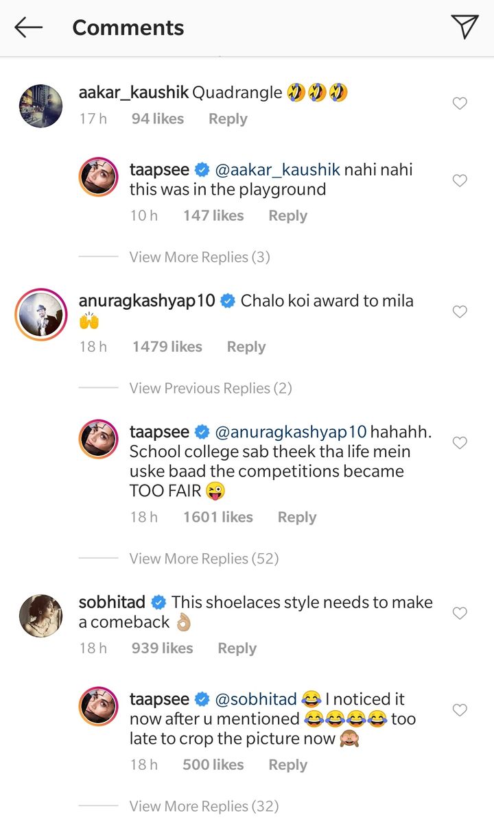 Celebrities' comments on Taapsee Pannu's post (Source: Instagram | @taapsee)