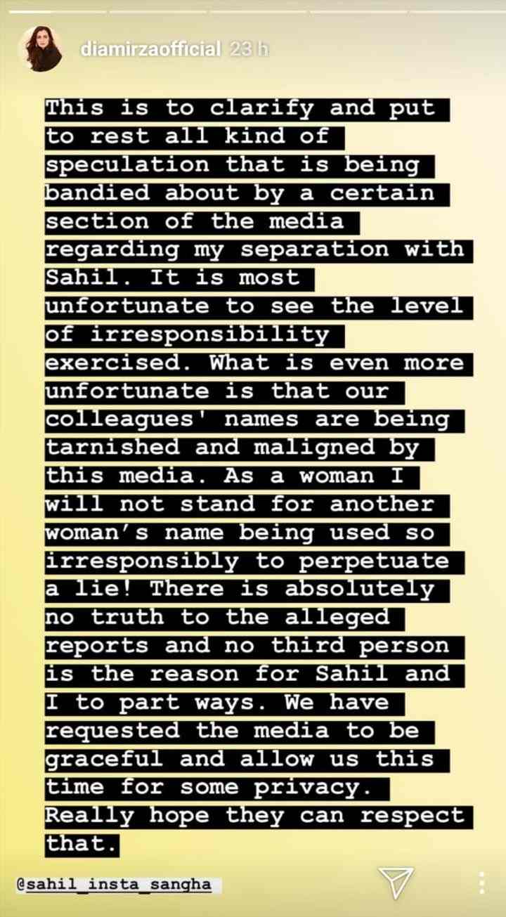 Dia Mirza's message (Source: Instagram @diamirzaofficial)