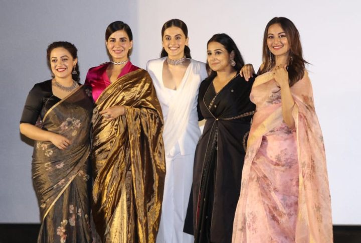 Mission Mangal Ladies Flaunt Their Best Saree Styles At The Trailer Launch