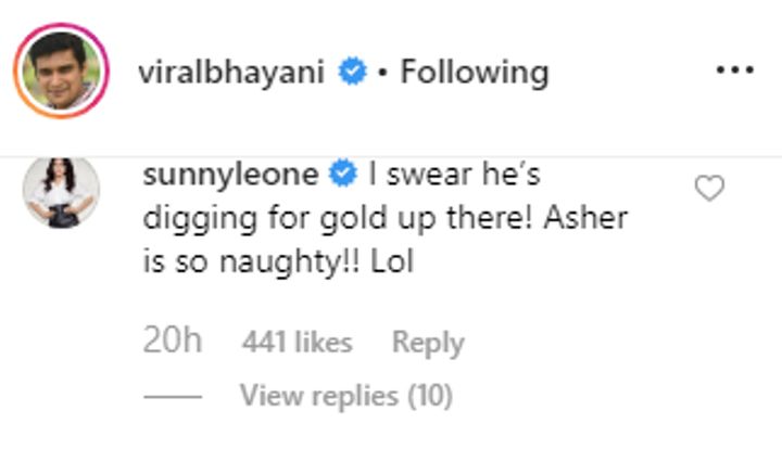 Sunny Leone's comment (Source: Instagram | @viralbhayani)