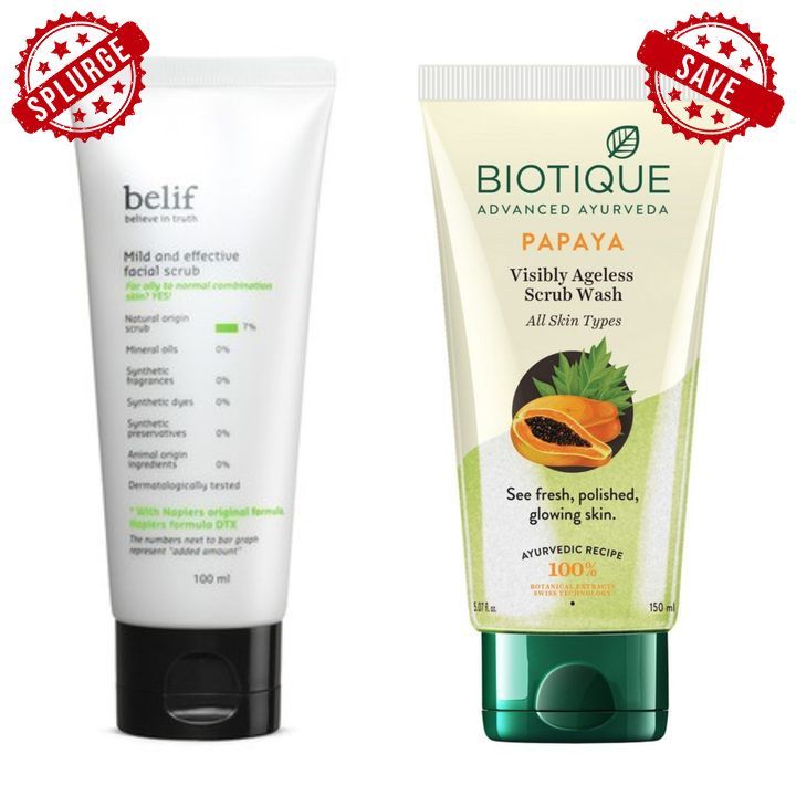Belif Mild And Effective Scrub, Biotique Exfoliating Papaya Face Wash | www.lookslikelove.com, www.amazon.com