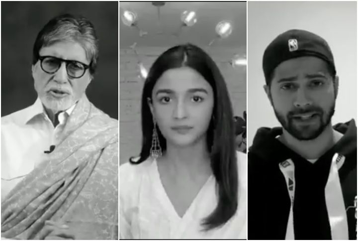 Amitabh Bachchan, Alia Bhatt and Varun Dhawan (Source: Twitter | @CMOMaharashtra)