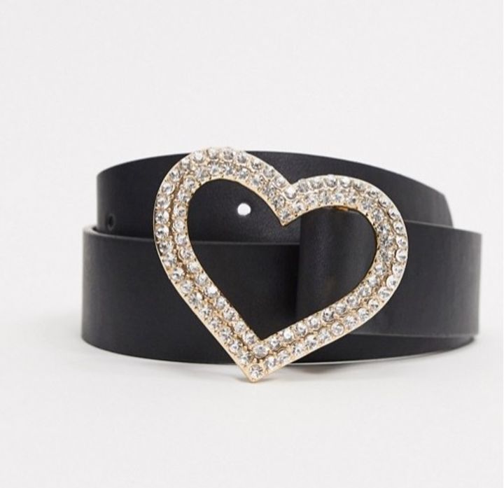 ASOS ALDO Querrin Diamante Heart Buckle Belt In Black (Source: www.asos.com)