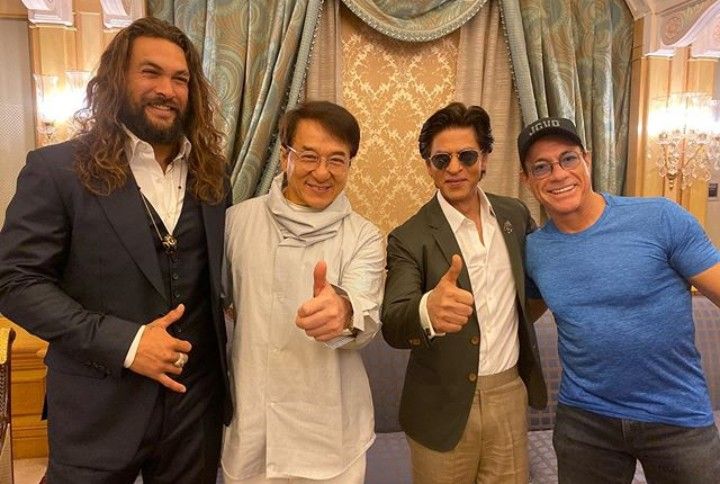 Jason Momoa, Jackie Chan, Shah Rukh Khan and Jean-Claude Van Damme (Source: Instagram | @poojadadlani02)