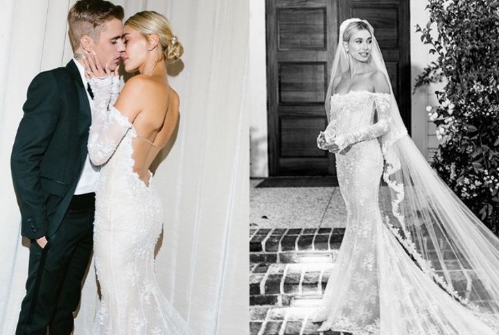 Hailey Baldwin Made A Statement With Her White Lace Wedding Dress ...