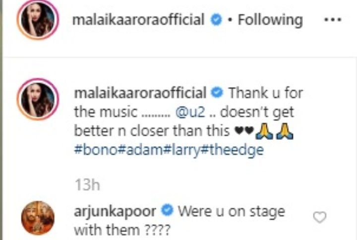 Arjun Kapoor's comment on Malaika Arora's post (Source: Instagram | @malaikaarora)