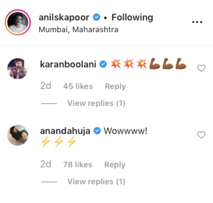 Comments on Anil Kapoor's video (Source: Instagram | @anilskapoor)
