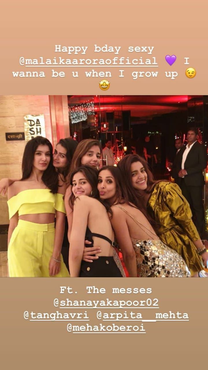 At Malaika's Birthday party (Source: Instagram | @ananyapanday)