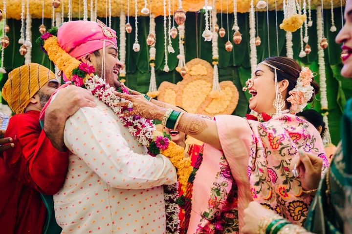 Nehha Pendse and Shardul Singh Bayas at their wedding