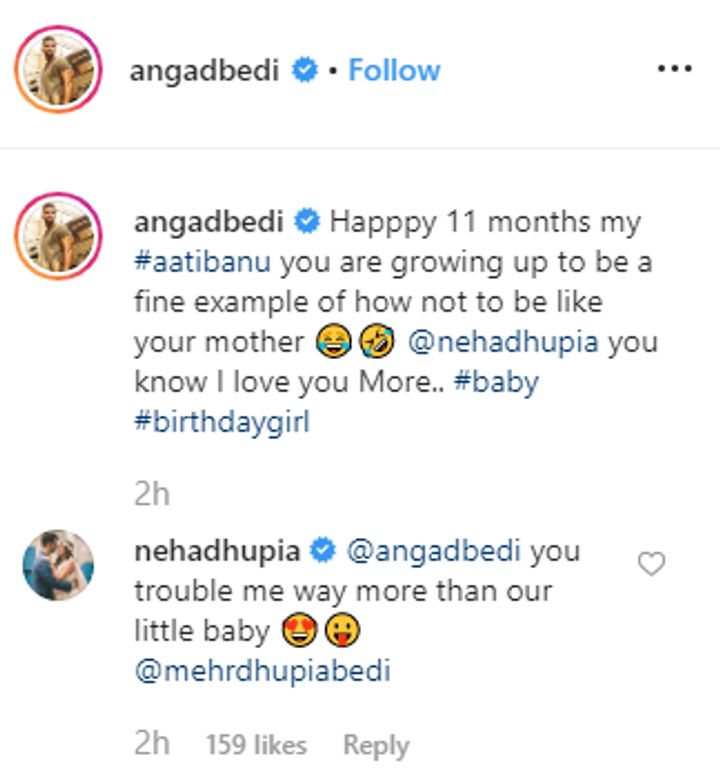 Angad Bedi and Neha Dhupia Comments (Source: Instagram | @angadbedi)