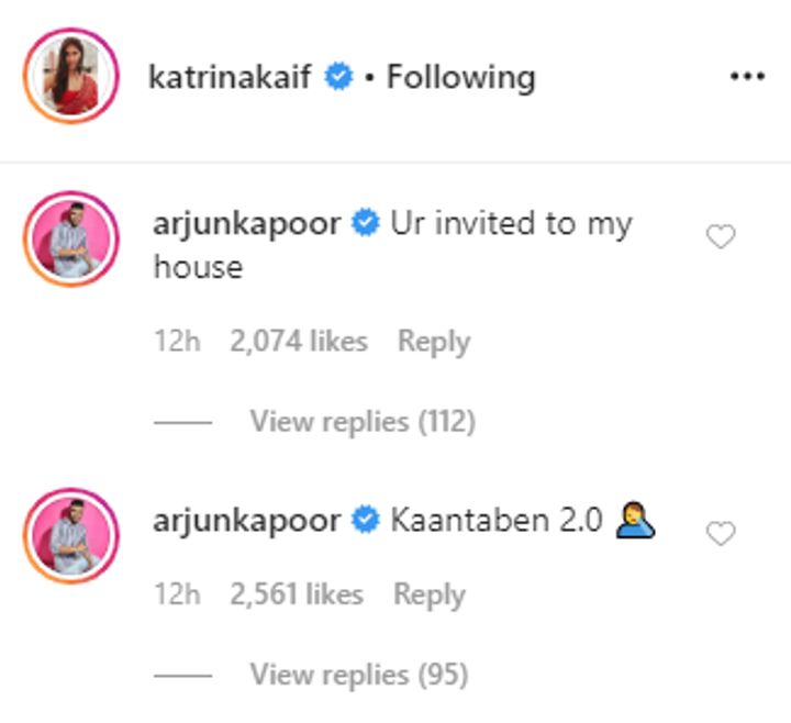 Arjun Kapoor's comment on Katrina Kaif's video (Source: Instagram | @katrinakaif)