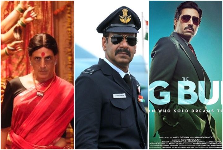 Akshay Kumar in Laxmmi Bomb, Ajay Devgan in Bhuj_ The Pride Of India, and Abhishek Bachchan in The Big Bull (Source: Instagram | @akshaykumar, @ajaydevgn)