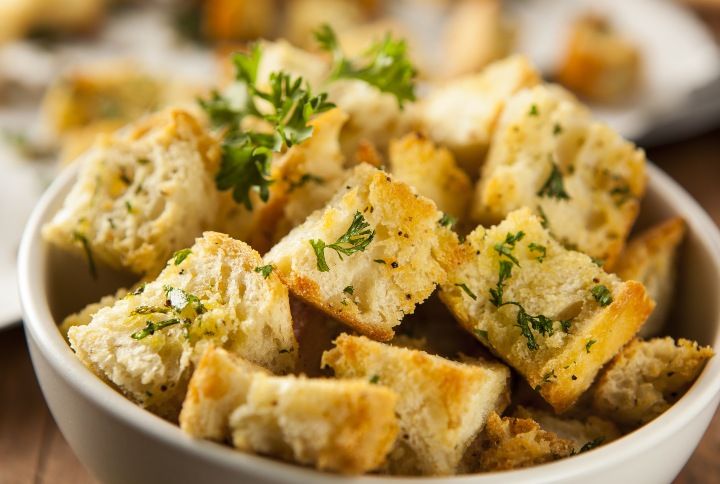 Fresh Homemade French Croutons with Seasoning and Parsley By Brent Hofacker | www.shutterstock.com