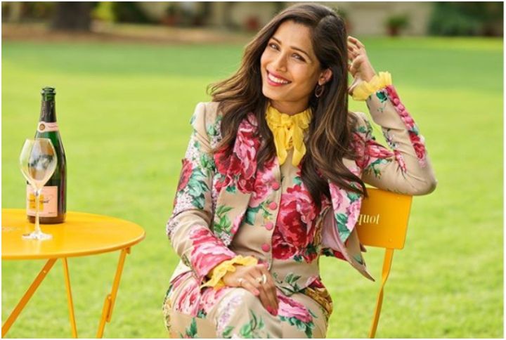 Freida Pinto’s Floral Pantsuit Is Setting Workwear Goals