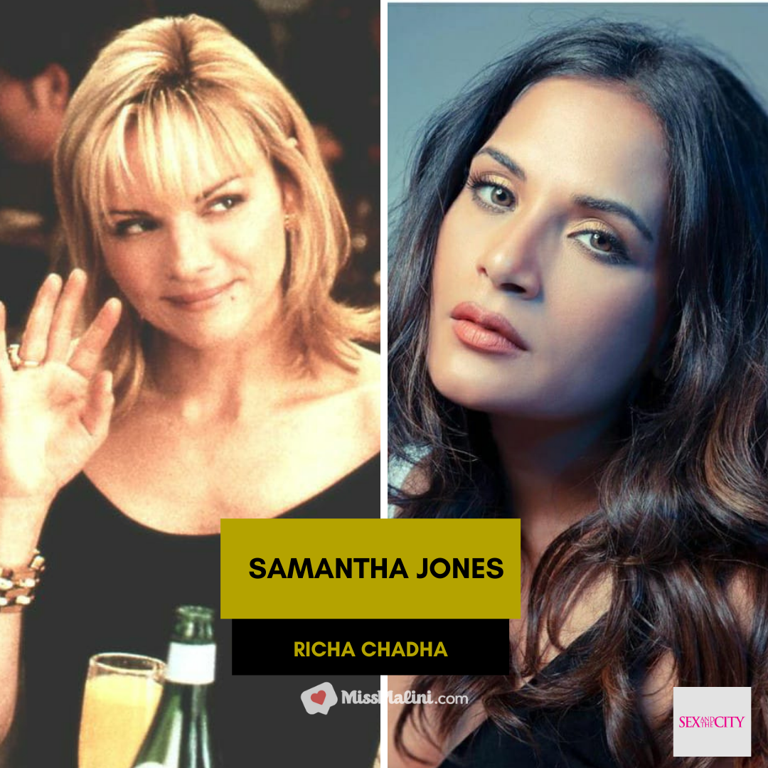 Kim Cattrall as Samantha Jones; Richa Chadha (Source: Instagram| @therichachadha)