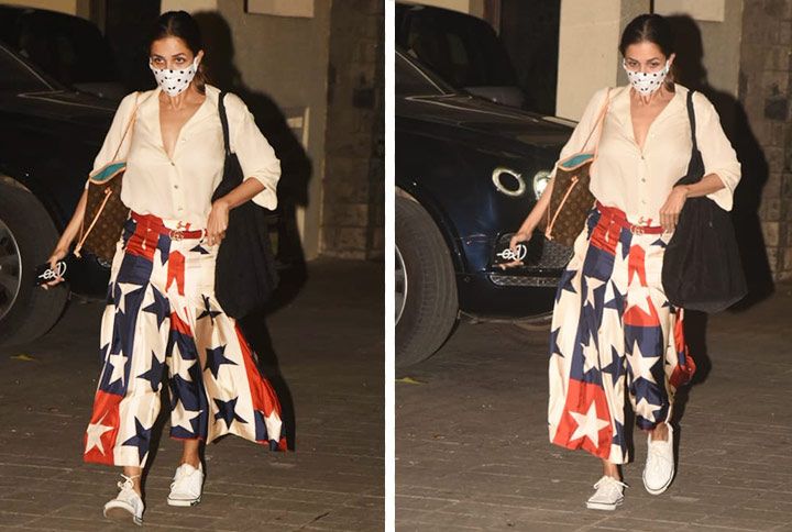Malaika Arora Teams Her White Shirt With The Quirkiest Pants