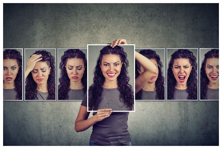 Masked young woman expressing different emotions by pathdoc | www.shutterstock.com