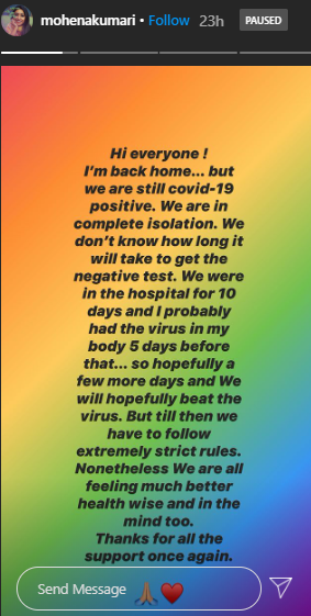 Mohena Kumari's Instagram Story