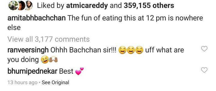 Comments on Amitabh Bachchan's Instagram post