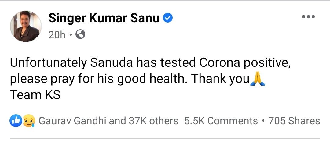 Kumar Sandy's Facebook Post