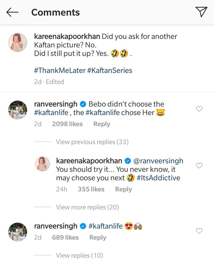 Ranveer Singh's comment on Kareena Kapoor Khan's photo (Source: Instagram | @kareenakapoorkhan)