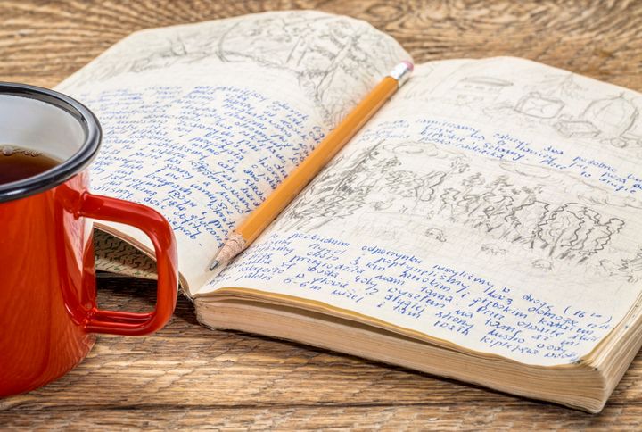 Messy journal next to a cup of tea By marekuliasz | Shutterstock
