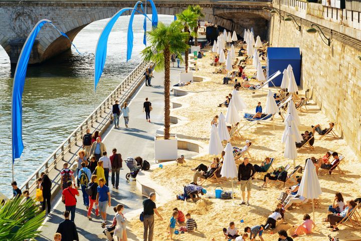 The public beach on the banks of the River Seine in Paris. Paris is one of the most popular tourist destinations in Europe. By Efired | www.shutterstock.com