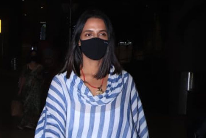 Neha Dhupia’s Striped Kaftan Is Perfect For A Lazy Day On The Beach