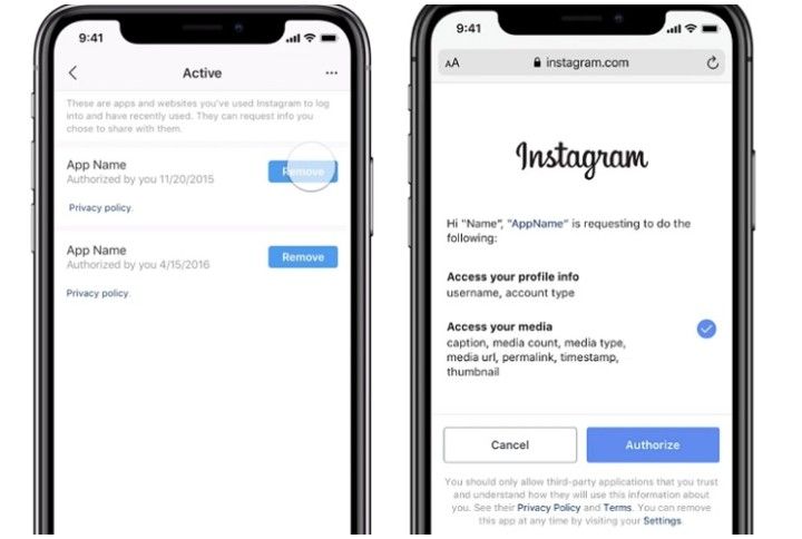 Protect Instagram data from third-party apps (Source: Instagram)