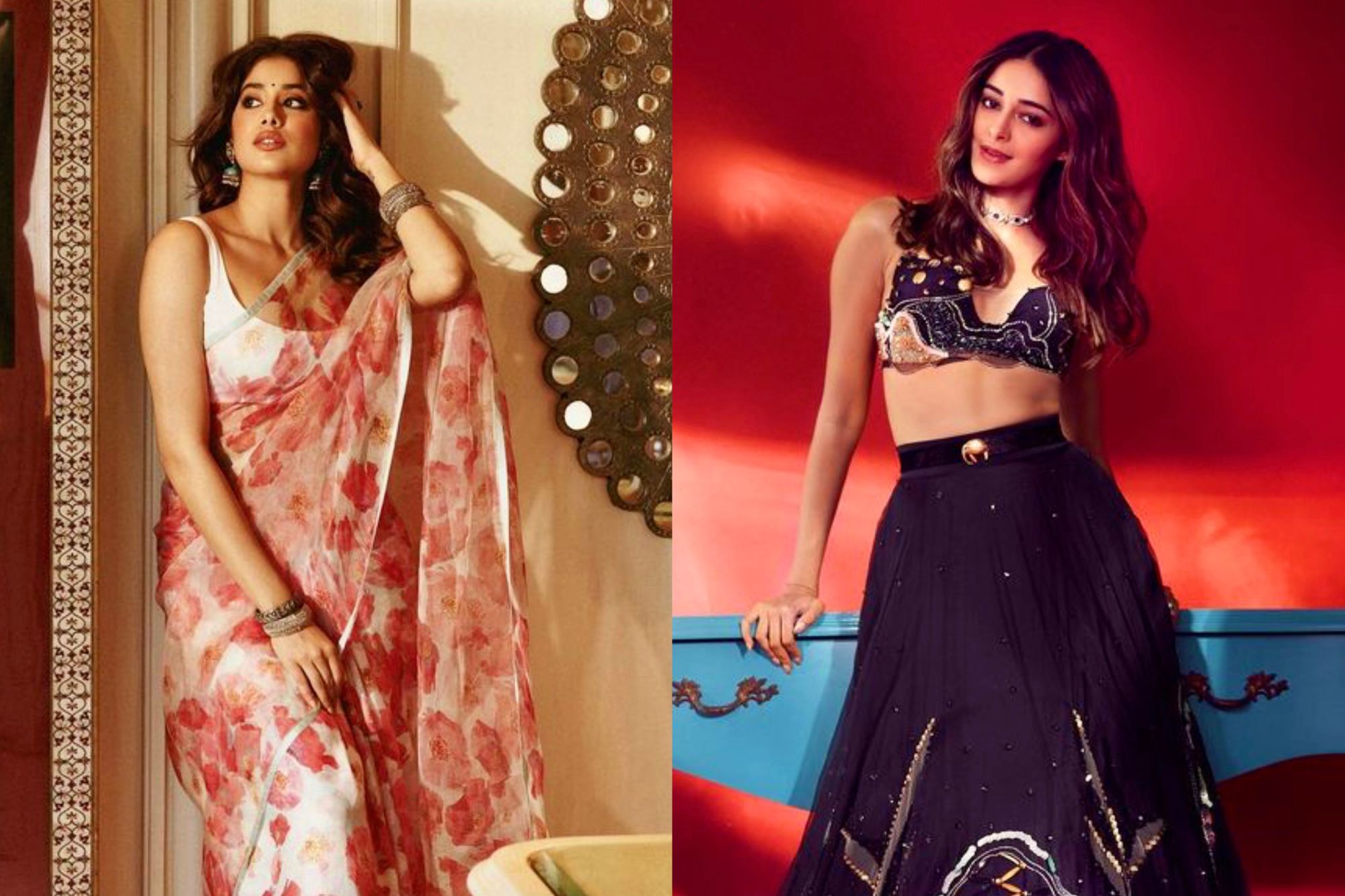 Ananya Panday And Janhvi Kapoor Ace The Traditional Vibe In Their These Outfits